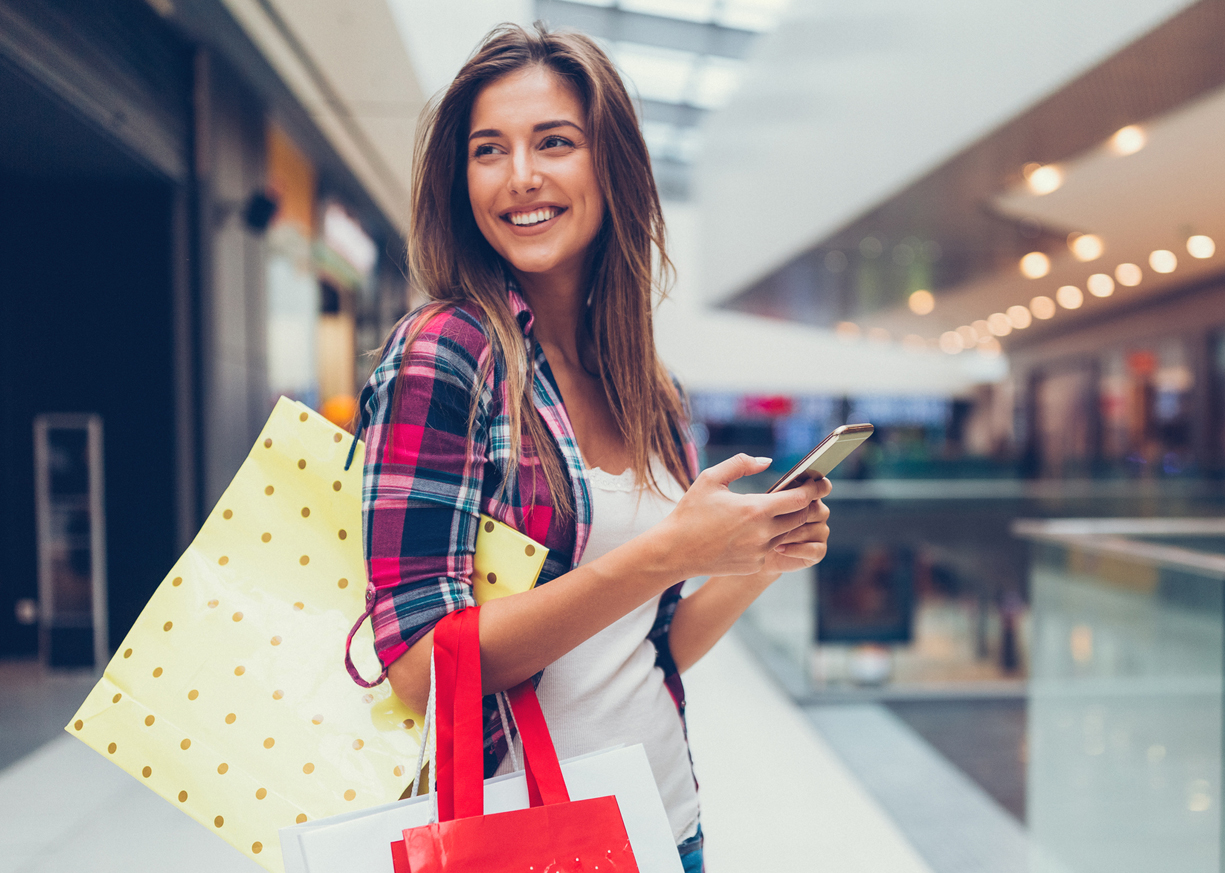 A woman shopping at the mall