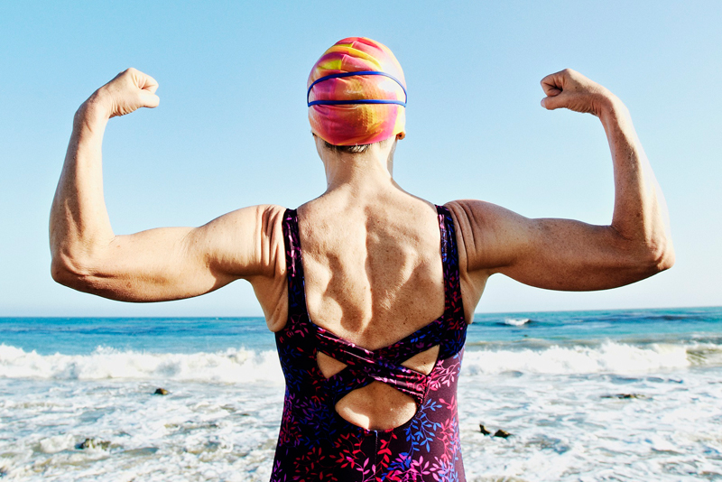 A woman out at the beach